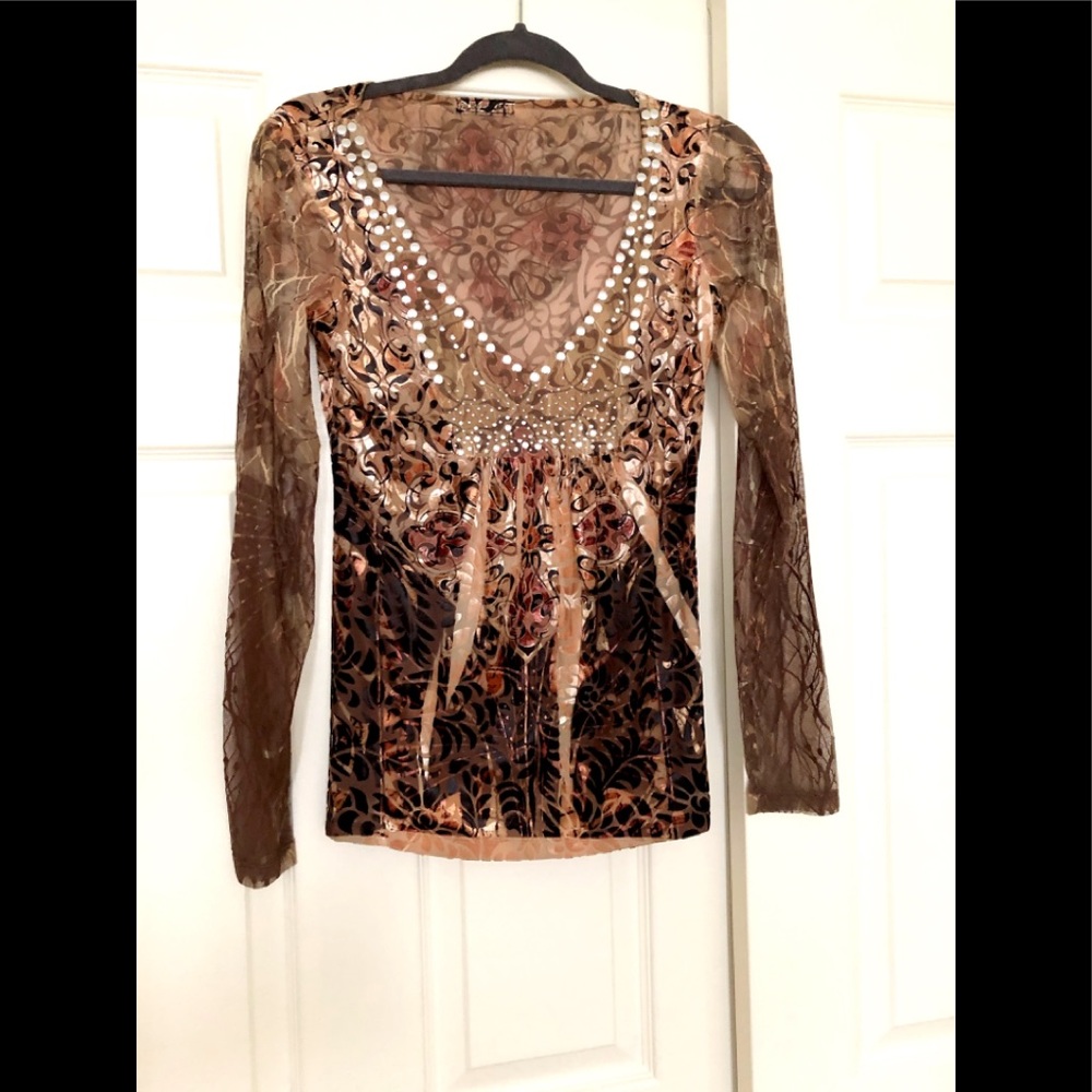 Velvet top with low cut neck